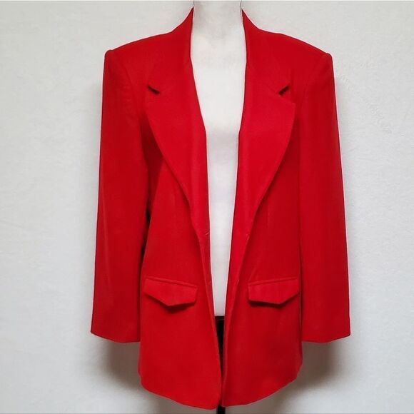 VINTAGE 1990s Bridgewater Classics Red Wool Single Breasted Blazer Jacket - Picture 11 of 12